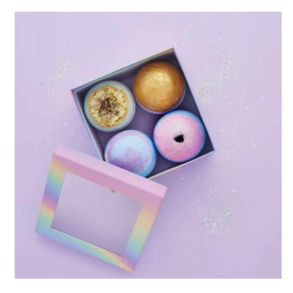 🌸 NIB Great Balls of Fizz Gift Box with 4 Bath Bombs from Patisserie London - Picture 4 of 12